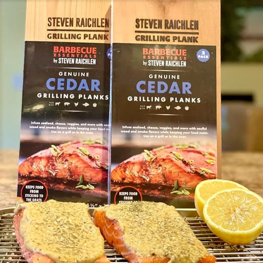 Camerons Steven Raichlen Cedar Grilling Planks - 2 Pack (5.5"x11.5") - Premium Natural Wood - Easily Infuse Smoky Flavor into BBQ Salmon, Fish, Meat, Veggies & More- Sourced in USA- Grilling Gift Idea