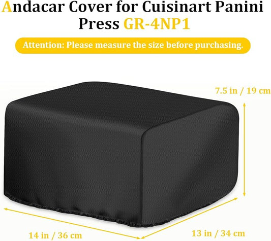 Panini Press Cover for Cuisinart Panini Press GR-4NP1 | Waterproof Sandwich Maker Cover Indoor Grill 5-in-1 Stainless Steel Griddler Covers - 14" L×13" W×7" H, Black