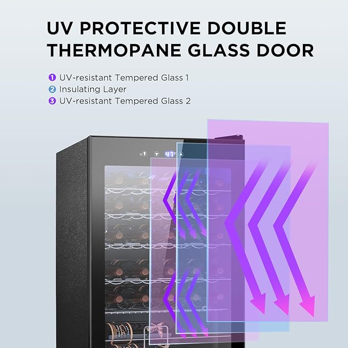 Electactic Wine Cooler Refrigerator 4.4Cu.ft, 37 Bottle Freestanding Cabinet Wine Cellars, Wine Fridge with Glass Door for Home Use, Protecting Your Reds and Whites