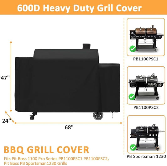 Grill Cover for Pit Boss Pro Series Triple-Function Combo Grill PB1100PSC1 PB1100PSC2 Pit Boss PB1230 Sportsman 1230 Pellet/Gas Combo Grill, 600D Heavy Duty Waterproof Cover PB67364