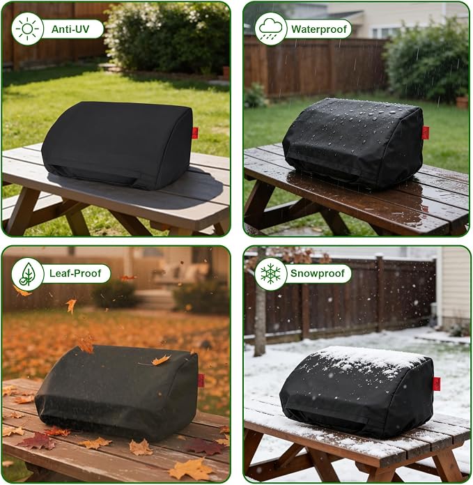 22 Inch Walk-with Portable Tabletop Grill Cover with Overlapping Opening for Carry Without Removing, Waterproof 600D Portable BBQ Grill Cover for Cuisinart CGG-059/CGG-059A Gas Grill