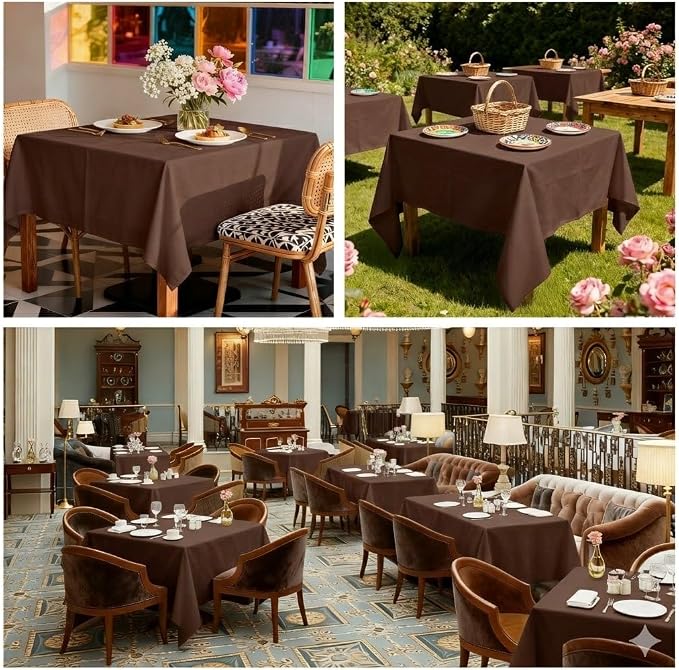 8 Pack Brown Square Tablecloth 54x54 Washable Polyester Table Cloth for Square or Round Tables, Wrinkle Resistant Fabric Decorative Covers for Dining Party Banquet Buffet and Wedding