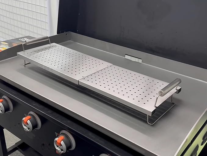 BBQ Future Adjustable Griddle Warming Rack for Blackstone 17 22 28 36 Inch Griddle, Stainless Steel Grill Warming Rack for Weber Charbroil Camp Chef and Most Tabletop Flattop Griddle Accessories