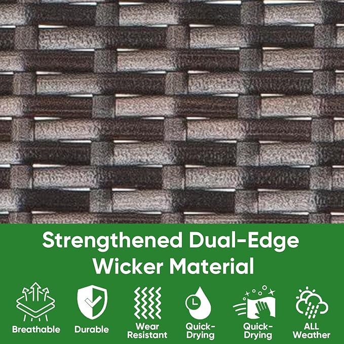 Outdoor Wicker Patio Dining Chairs with Padded Cushions Set of 2: Porch Rattan Chairs Club Chairs with High Back and Deep Seating 350lbs, Brown