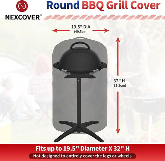NEXCOVER Round Grill Cover -19.5” Dia for George Foreman Gfo3320 Gfo240 Crills, Dome Smoker Cover, Fade & UV Resistant Barbecue Cover,Waterproof BBQ Grill Cover, Black