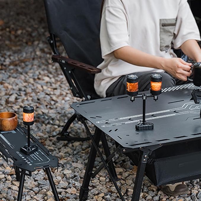 Jiawu Aluminum Alloy Camping Lamp Stand, Lightweight 112g Portable Light Holder with Triangular Base and Expandable Bar, for Outdoor Hiking Picnic Backpacking Fishing Garden BBQ