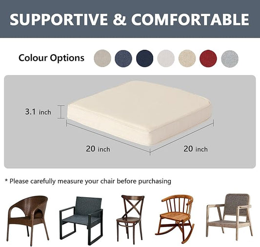 Goodgoods 20 x 20 Outdoor Chair Cushions Set of 4, 1000+ Hours Fade-Resistant & Water-Resistant Furniture Chair Cushions with 30D High-Resilience Foam for Dining Room, Patio Chair, Almond