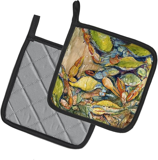 Caroline's Treasures JMK1248PTHD Jubilee Crabs Pair of Pot Holders Kitchen Heat Resistant Pot Holders Sets Oven Hot Pads for Cooking Baking BBQ, 7 1/2 x 7 1/2
