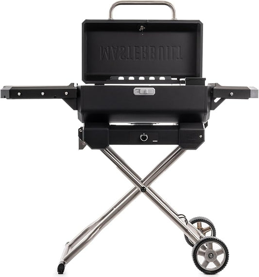 Masterbuilt® Electric Portable Charcoal Grill and Smoker with SteadyTemp Analog Temperature Control, Collapsible Cart and 200 Cooking Square Inches in Black, Model MB20040722