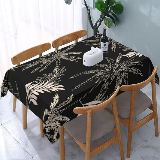 Rectangle Table Cloth,Dark Tropical Jungle Palm Tablecloths Stain Resistance Water Repellent Washable Table Cover Decor for Home Kitchen Dining Party Patio Indoor and Outdoor 60"x 84"