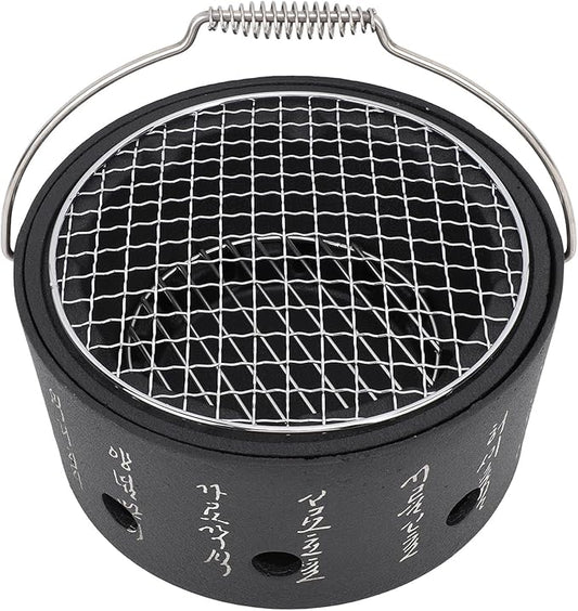 Fydun Portable BBQ Stove, Handle Text Stove Korean Cooking Charcoal Design Multifunctional Charcoal Grills Barbecue Alcohol Surrounding Tea Cooking Energy Saving Aluminum Stainless (L