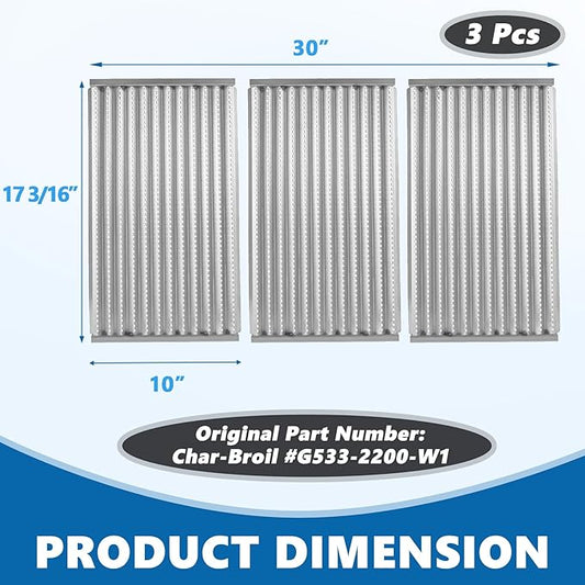 SafBbcue 3 Pack Stainless Steel G533-2200-W1 True Infrared Grill Emitter Plates for Charbroil 463242715 463242716 463276016 466242715 466242815 463257520 17 Inch Replacement Grill Emitter Grates Parts