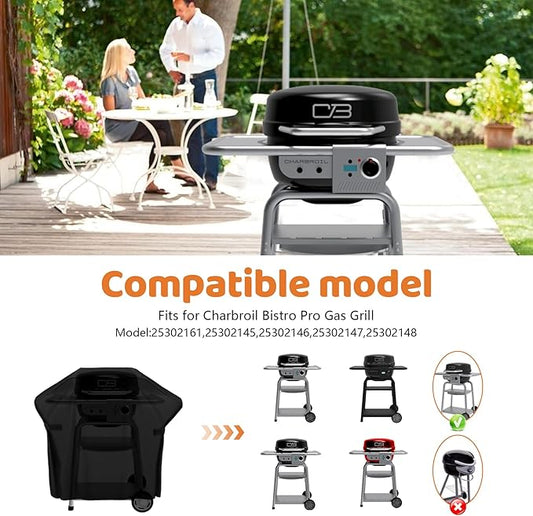 Grill Cover for Charbroil Bistro Pro Electric Grill Griddle,BBQ Grill Cover For Charbroil Grill 25302161 25302145 25302146 25302147 25302148 Full-Length All Weather Grill Cover CB1250073P4 Accessories