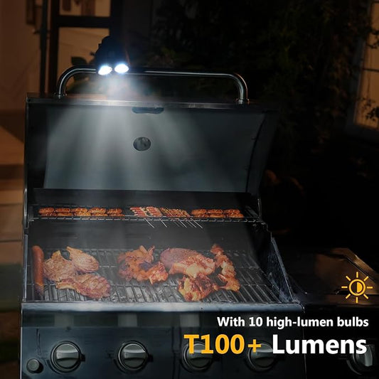 Grill Lights and Meat Thermometer, BBQ Light with10 LED Lights and an Aluminum Clip, Perfect for barbecues. Kitchen Food Thermometer, Instant Read Meat Thermometer