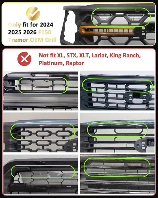 Front Grill Raptor Lights for Ford F150 2024 2025 2026 (Yellow, Tremor) | 5th Gen F150 Grille Marker Lights, Waterproof F150 LED Lights Accessories, Snap-in Installation, OEM Style, Off-road Driving