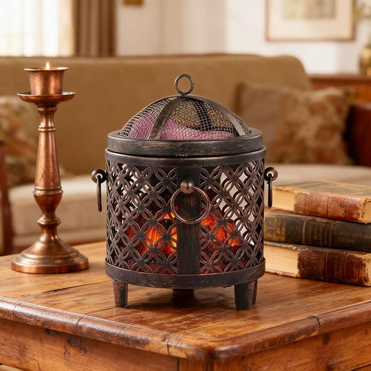 Dicimi Vintage Electric Wax Warmer for Scented Wax Melts - Flickering Fire LED Candle Warmer, Multi-Function Oil Warmer for Essential Oils, Safe Flameless Home Decor with 60-Day Warranty