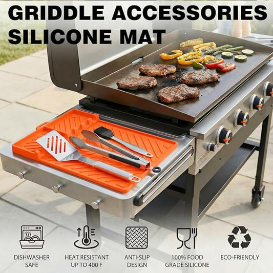 CAKETIME Silicone Grill Mats for Black Stone Griddle Accessories Baking Cooking Kitchen BBQ Durable Indoor Decor Oven Dish Drying Mats Rack Smoker Chef Gadgets Summer Vacation Funny Gifts for Men