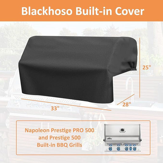 Built-in Grill Cover for Napoleon Prestige PRO 500, Prestige 500 Built-in Gas Grills, 600D Heavy Duty PU Material Wateproof Island BBQ GrillTop Cover, Outdoor Kitchen Grill Head Accessory