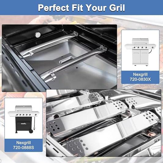 Replacement Parts for Nexgrill 720-0888S, Grease Tray Drip Pan & Flame Tamers & Grill Grates & Burners Igniters Replacement for Nexgrill 5 Burner 720-0888S Gas Grill
