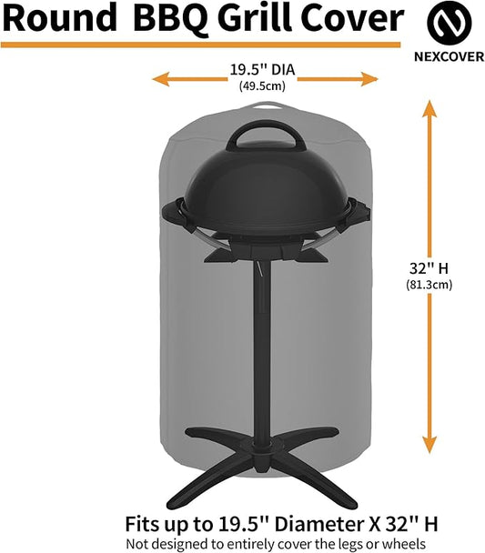 NEXCOVER Round Grill Cover | 19.5” Dia by 32”H BBQ Cover, Dome Smoker Cover, Fade & UV Resistant Barbecue Cover,Waterproof Heavy Duty Barbeque Cover,Compatible for George Foreman Gfo3320 Gfo240 Grills