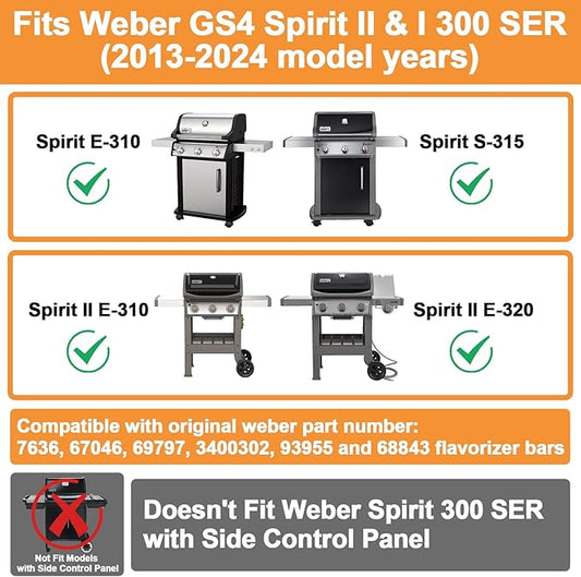 3400302 Flavorizer Bars for Weber GS4 Spirit II/I 300 SER E310 E320 S310 S320 Accessories Weber GS4 Spirit 2 Grill Replacement Parts Webber 7636 69797 67046 Burner Covers 15.3", 304 Stainless Steel