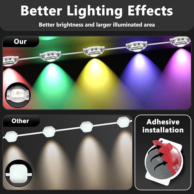 300FT Permanent Outdoor RGB Lights, IP67 Waterproof Smart Eave Lighting, with App/Remote Control Eaves Light, DIY LED Scenes Modes for House Roof Decor,Party