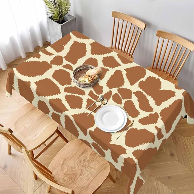 TKS MITLAN Tablecloth Animal Prints Brown Table Cloth Rectangle Table 60 x 84 Inch Giraffe Skin Texture Irregular Geometric Shape Fashion Kitchen Decorations for Home Dinner Party
