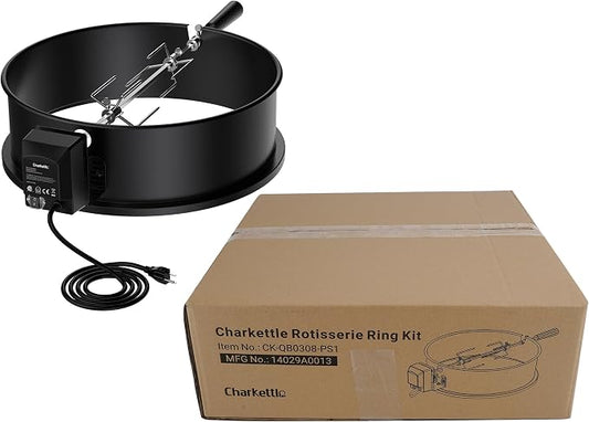 Skyflame Charkettle Rotisserie Ring Kit, Black Coated Steel | Compatible with Weber 18" Charcoal Kettle Grills, Compatible with Other Similar Kettle Grills, BBQ Grill Rotisserie Kit