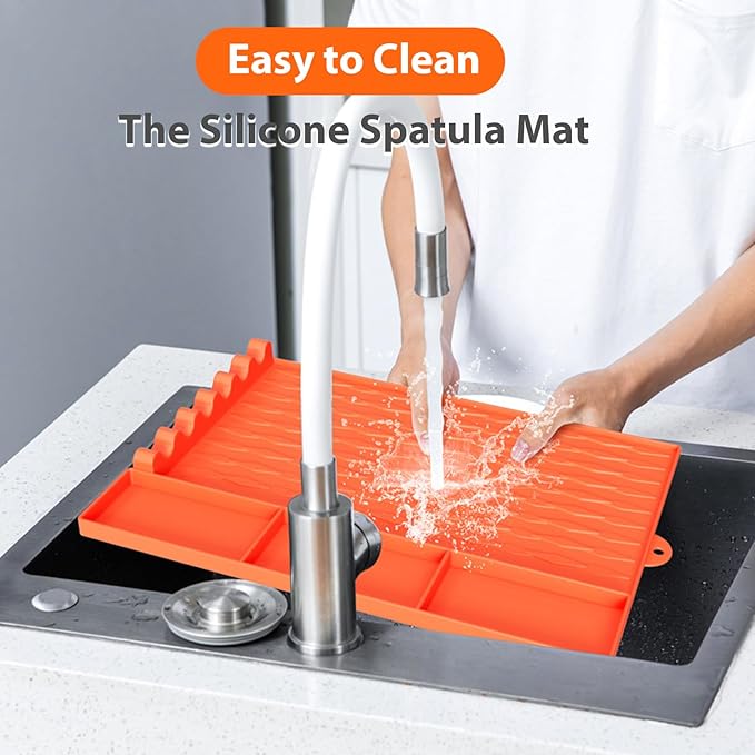 Jalopink Heat-Resistant Silicone Grill Mat Compatible with Blackstone, 15.75"x11.5" Non-Stick BBQ Grill Pad, Reusable Outdoor Spatula Mat for Griddle, Kitchen, Patio Accessories(Orange)