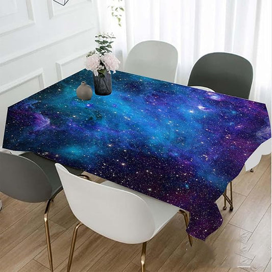 TKS MITLAN Galaxy Purple Decorative Rectangle Tablecloth Universe Planet Stars Shine Milky Polyester Table Cloths Kitchen Table Cover for Dining BBQ Picnic Coffee Table 60 x 84 Inch 6-8 Seats