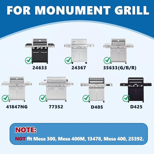 SafBbcue 96333 Grill Plates for Monument Grills 77352 24633 17842 35633 13892 Gas Grill Cooking Accessories, Cast Iron Reversible Griddle for Monument Grill 41847NG D405 77352MB D425 Replacement Parts
