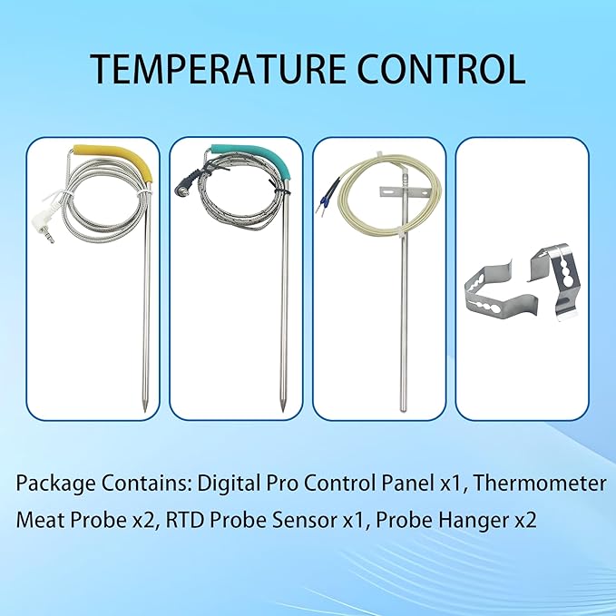 Digital Thermostat Kit for Traeger Control Panel Kit Parts Replacement, Compatible with Traeger Pellet Wood Pellet Grills,with 7" RTD Temperature, 2 Meat Probes.1 Probe Clips