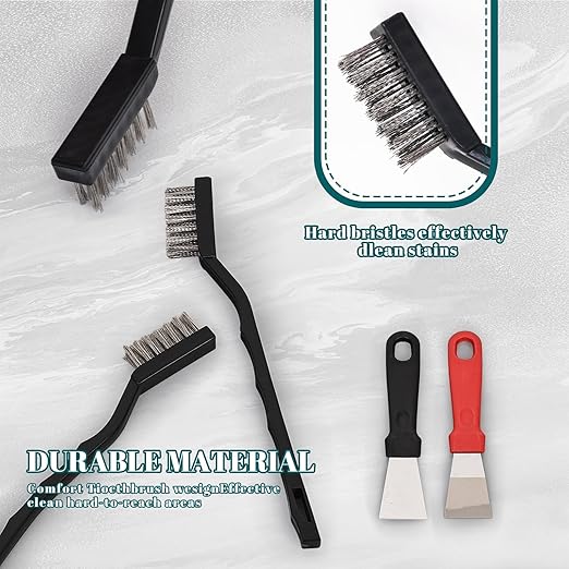 15PCS Mini Wire Brush Stainless Steel Brush Set,Masonry Brush Wire Bristle for Cleaning Welding Slag and Rust,Curved Handle Brush (Stainless Steel, 15)