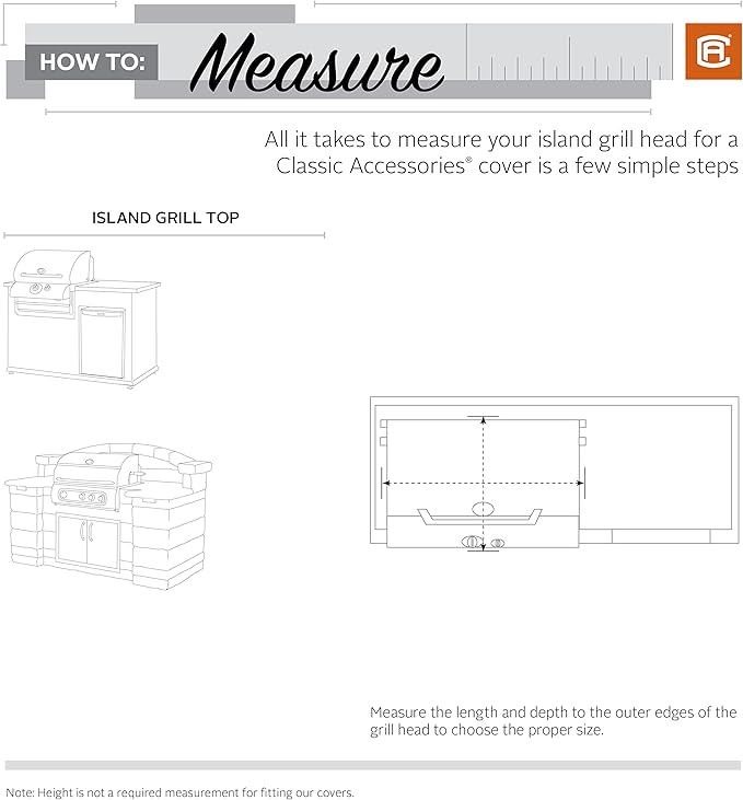 Classic Accessories Ravenna Water-Resistant 37 Inch Built-in BBQ Grill Top Cover, Black