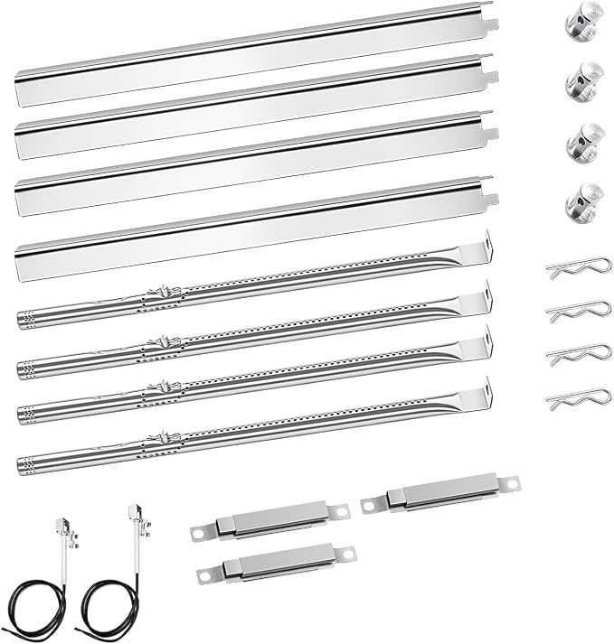 JCLMER Grill Replacement Parts for Charbroil Performance 4 Burner 463365021 | Stainless Steel, with Crossover Tube, Igniter, Heavy Duty, Easy Install, Works Like New, Uniform Heating, Enjoy BBQ Time