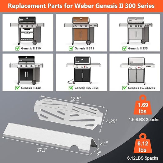 Genesis ii Grill Parts - Genesis ii Flavorizer Bars and Genesis ii Heat Deflector for Weber Genesis II 300 /LX 300, Genesis ii E-310 E-315 S-335 Grills, Genesis 2 Grill Parts for Weber 66795 66040