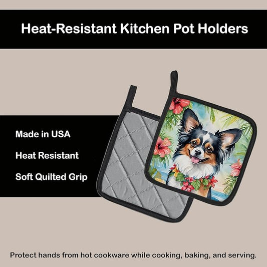 Caroline's Treasures Papillon Luau Pair of Pot Holders Kitchen Heat Resistant Pot Holders Sets Oven Hot Pads for Cooking Baking BBQ, 7 1/2 x 7 1/2