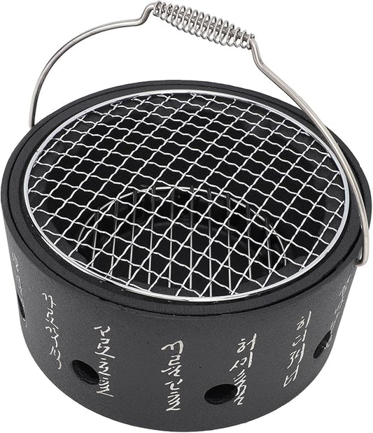 Hibachi Grill, Aluminum Stainless Steel Handle Portable Barbecue Stove Fast Even Heating Charcoal Stove with Grill Pan for Barbecue Tea Making (L)