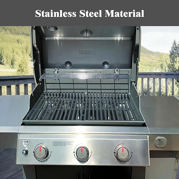 Uniflasy Stainless Steel Warming Rack Compatible with Weber Genesis II 300 Series, Replacement Upper Grill Rack for E-310 E-315 E-330 E-335 S-310 S-335 Gas Grills, Replaces 66044