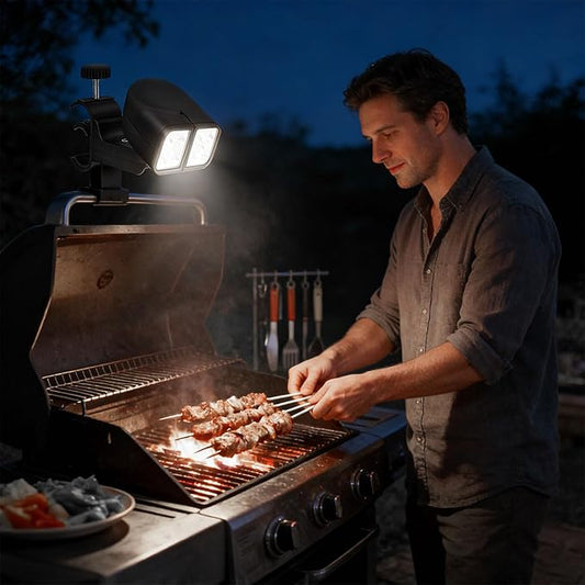 Clip Mounted LED Light for Barbecue 360 Degree Rotatable and High Brightness for Nighttimes Outdoor Cooking Night Grilling Light