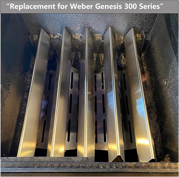 62752 7620 7622 for Weber Genesis E310 E320 E330 S310 S320 S330 EP310 EP320 | Zemibi 17.5" Flavorizer Bars, 19.5" Burner, 13 1/4" Heat Deflectors