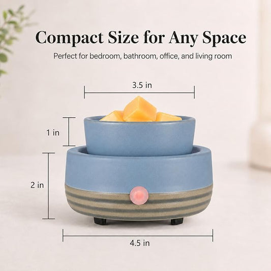 Candle Wax Melt Warmer with Timer Ceramic Electric Wax Melt 4-in-1 Oil Burner Adjusting Temperature Fits Yankee Large Jar Scented Candle for Home Decor Birthday Gifts for Women Mom Grandma Girls Blue