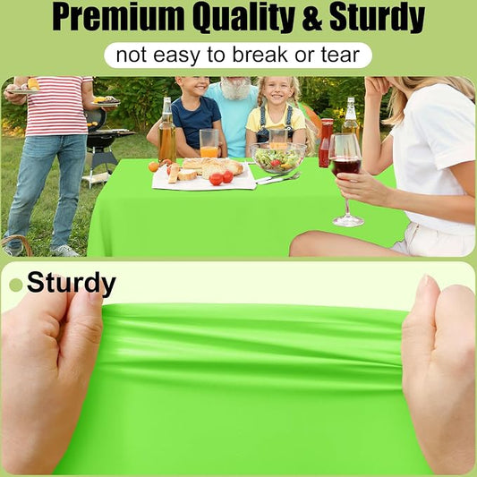 Smiry Disposable Table Cloth - 15 Pack, 54 x 108 Inch Waterproof Rectangle Tablecloths for Parties, Decorative Plastic Table Cover, Leakproof & Sturdy, Lime Green