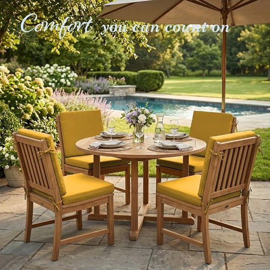 California Umbrella Outdoor Dining Chair, Set of 4 Patio Seat Cushions, 20 x 40 Inch, Premium Outdoor Memory Foam, Fade Resistant, Sunbrella Fabric, Fabric Ties, Sunflower Yellow