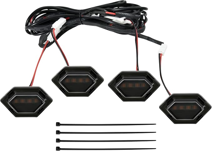 LED Grill Lights for 2020-2024 Jeep Gladiator JT Amber 4pcs | Amber Grille Mesh Lights, Plug & Play, IP67 Waterproof, LED Bumper Running Marker Lamp, for Jeep Gladiator JT 2021 2022 2023