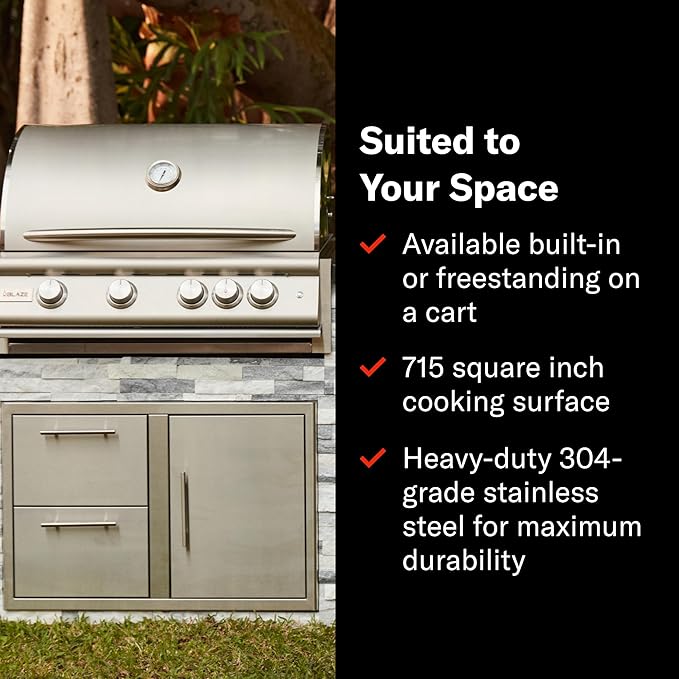 Blaze Gas Grill | 32-inch Built-in Natural Gas Grill | 4 Burner BBQ | Premium Outdoor Kitchen Grilling Experience | Best in Class Warranty | LTE+ | BLZ-4LTE3-NG