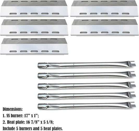 Parts Kit DG257 Replacement for Ducane 5 Burner 30500701/30500097 Gas Grill Repair Kit Stainless Steel Burners & Heat Plates