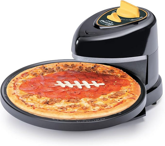 Presto 03434 Pizzaz Plus Rotating Oven - 12-Inch, Countertop Pizza Oven, Nonstick Tray, Top and Bottom Heating Elements, Easy to Clean, Green/Gold