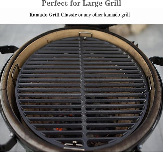 Cast Iron Cooking Grids Grates Compatible with Medium Big Green Egg Charcoal Grill Egg Grate Round Grill Grate (15.5"-Fit Medium GRILL)