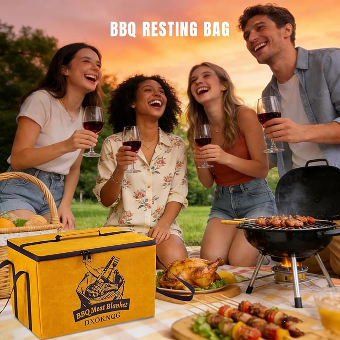 BBQ Insulated Food Bag - 5-Layer Thermal Cooler/Warmer for Grilling, Picnics | Collapsible, Waterproof, Large Capacity (Fits Roasts, Burgers & More)